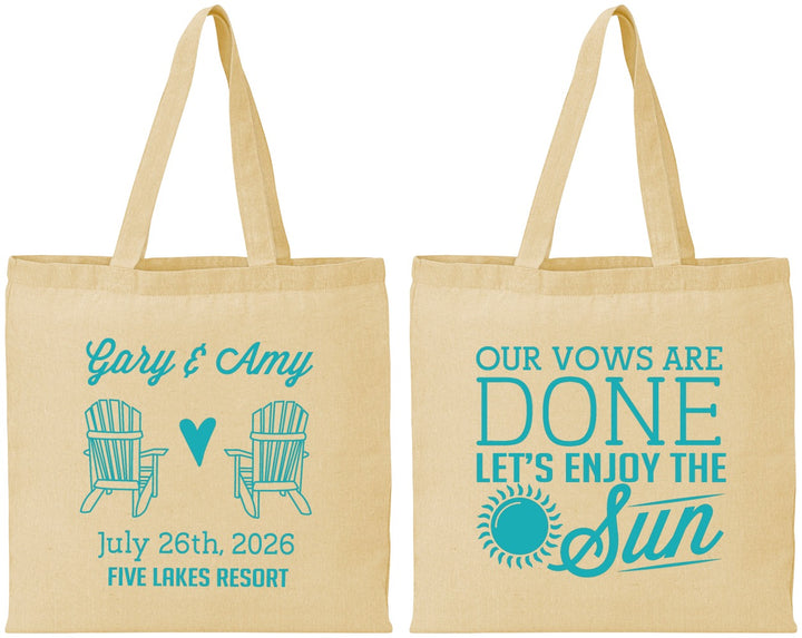 Personalized Wedding Cotton Tote Bags - Vows Are Done Enjoy Sun | 428