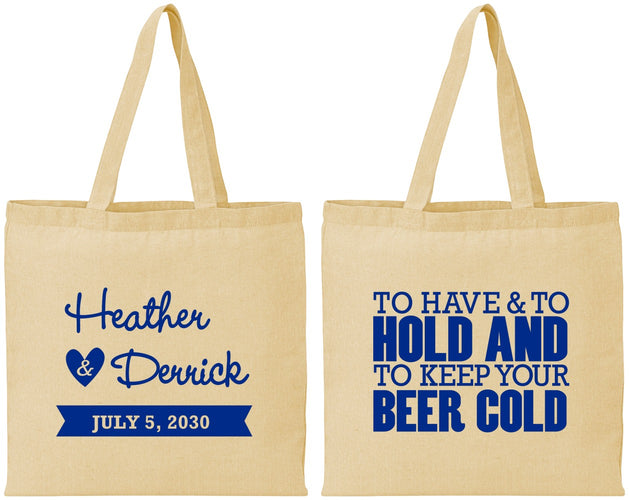 Personalized Wedding Cotton Tote Bags - To Have And To Hold | 431