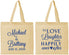 Personalized Wedding Cotton Tote Bags - Love Laughter Happily | 432