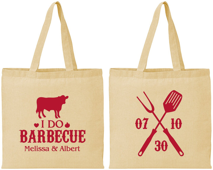 Personalized Wedding Cotton Tote Bags - I Do Barbecue Bbq | 433