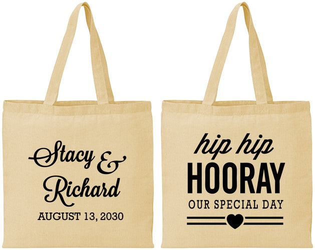 Personalized Wedding Cotton Tote Bags - Hip Hop Hooray | 436
