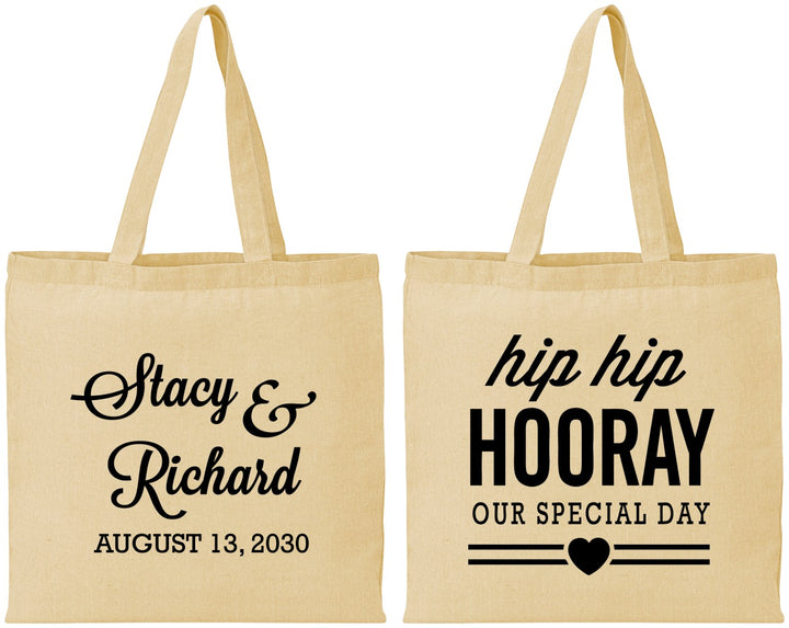 Personalized Wedding Cotton Tote Bags - Hip Hop Hooray | 436