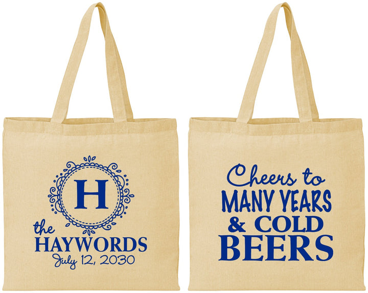 Personalized Wedding Cotton Tote Bags - Cheers To Cold Beers | 439