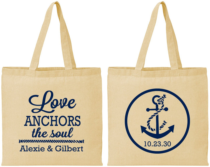 Personalized Wedding Cotton Tote Bags - Love Anchors The Soul | 440