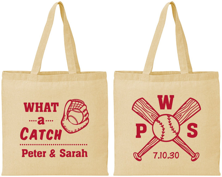 Personalized Wedding Cotton Tote Bags - Baseball | 443