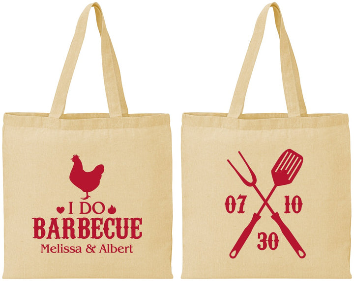 Personalized Wedding Cotton Tote Bags - I Do Barbecue Bbq | 445
