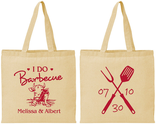 Personalized Wedding Cotton Tote Bags - I Do Barbecue Bbq | 447