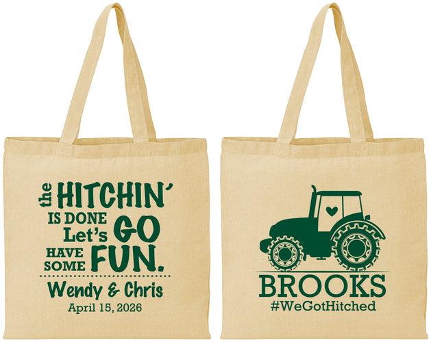 Personalized Wedding Cotton Tote Bags - Tractor Hitchin | 448