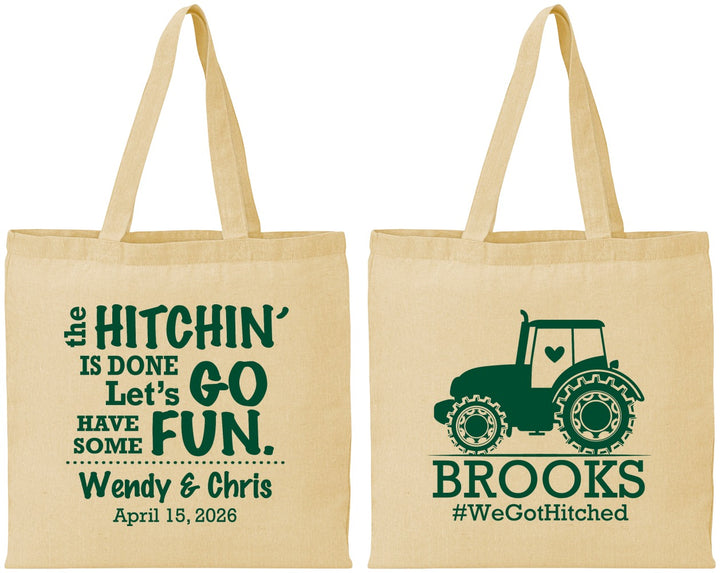 Personalized Wedding Cotton Tote Bags - Tractor Hitchin | 448