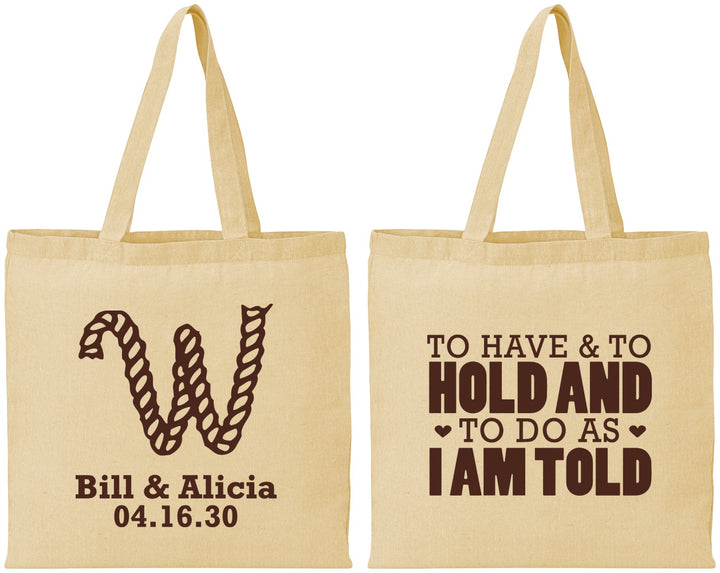 Personalized Wedding Cotton Tote Bags - To Have And To Hold | 449