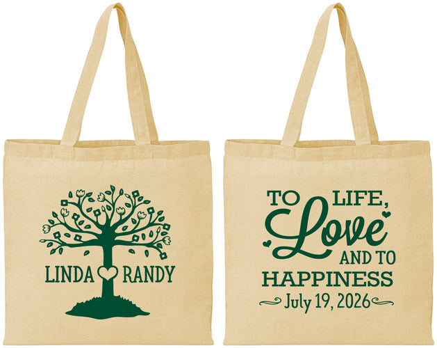 Personalized Wedding Cotton Tote Bags - Love And Happiness | 451