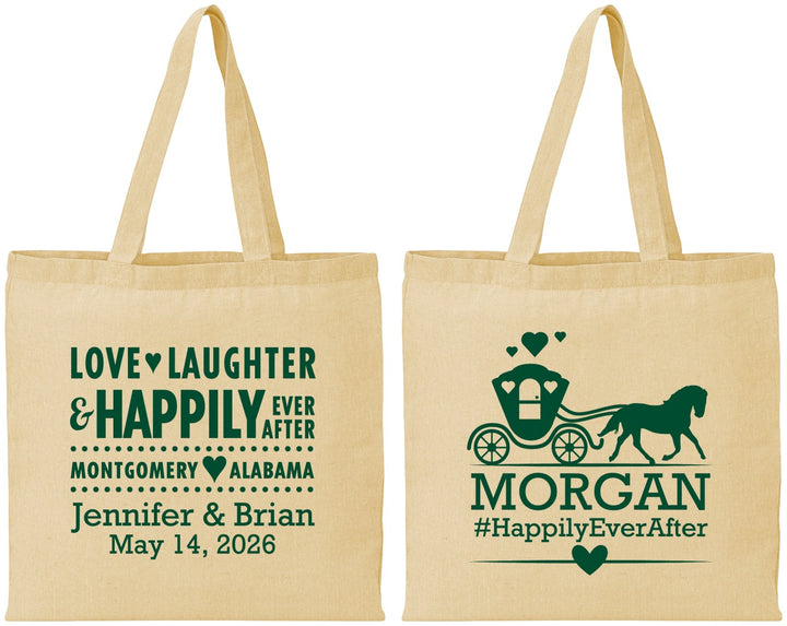 Personalized Wedding Cotton Tote Bags - Happily Ever After | 452
