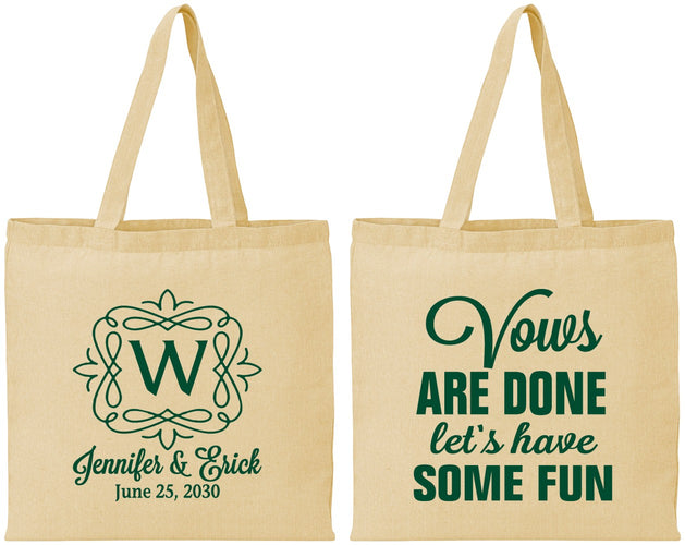 Personalized Wedding Cotton Tote Bags - Vows Are Done Have Fun | 460