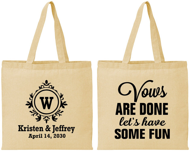 Personalized Wedding Cotton Tote Bags - Monogrammed | 462