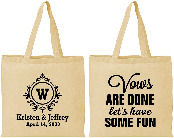 Personalized Wedding Cotton Tote Bags - Monogrammed | 462