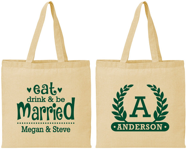 Personalized Wedding Cotton Tote Bags - Monogram | 464
