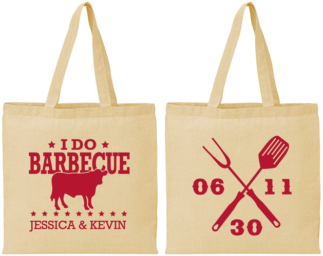 Personalized Wedding Cotton Tote Bags - I Do Barbecue Bbq | 471