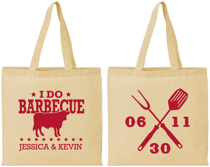 Personalized Wedding Cotton Tote Bags - I Do Barbecue Bbq | 471