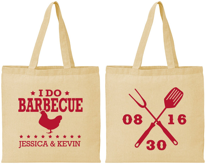 Personalized Wedding Cotton Tote Bags - I Do Barbecue Bbq | 472