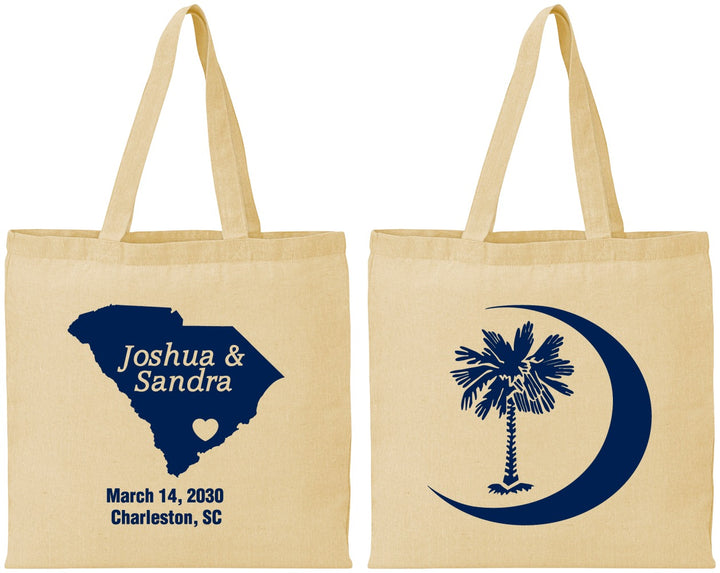 Personalized Wedding Cotton Tote Bags - Palmetto Tree | 475