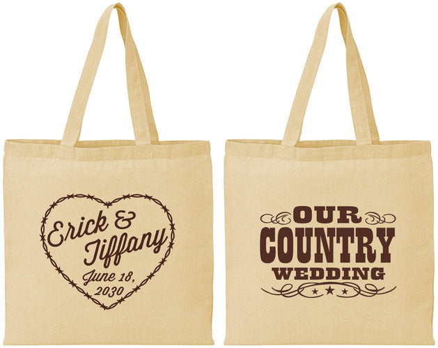 Personalized Wedding Cotton Tote Bags - Country Wedding | 484