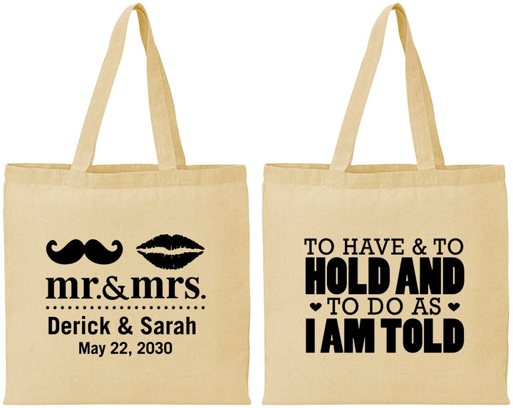 Personalized Wedding Cotton Tote Bags - To Have And To Hold | 491