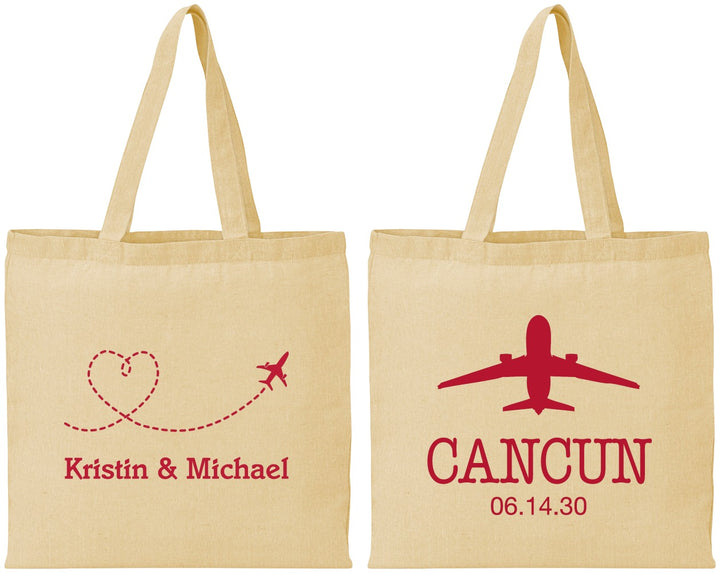 Personalized Wedding Cotton Tote Bags - Destination | 492