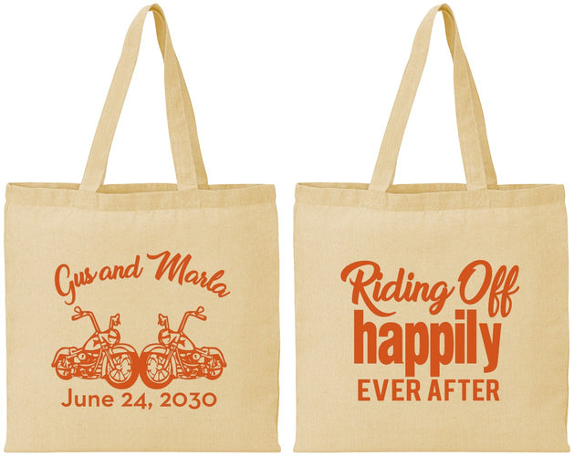 Personalized Wedding Cotton Tote Bags - Motorcycle | 493