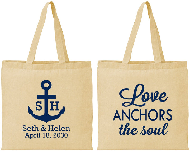 Personalized Wedding Cotton Tote Bags - Love Anchors The Soul | 494