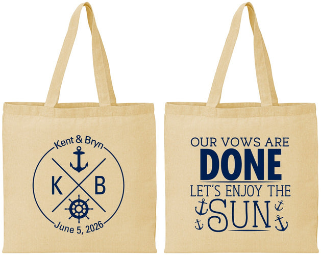 Personalized Wedding Cotton Tote Bags - Nautical | 495