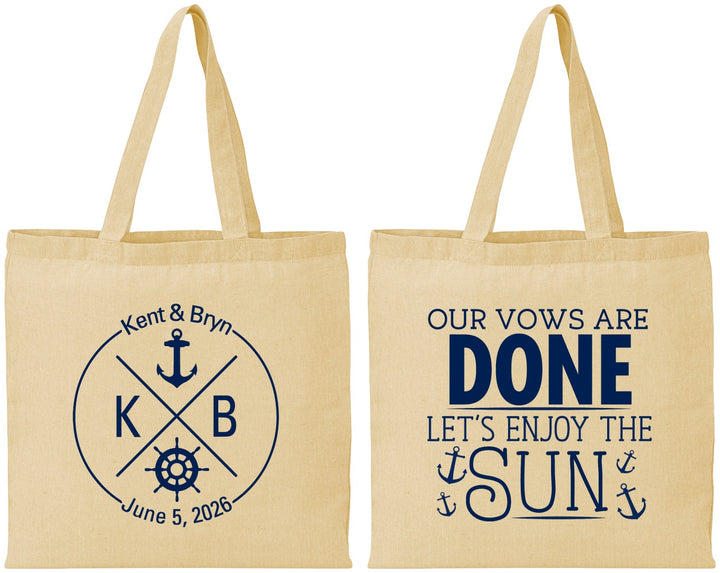 Personalized Wedding Cotton Tote Bags - Nautical | 495