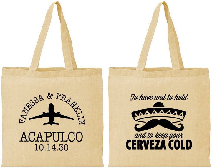Personalized Wedding Cotton Tote Bags - Destination | 496