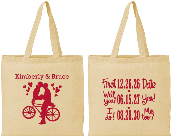 Personalized Wedding Cotton Tote Bags - First Date Will You I Do | 497