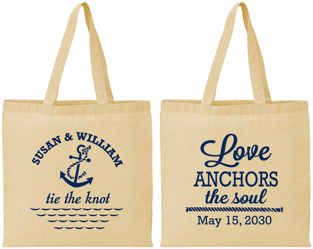Personalized Wedding Cotton Tote Bags - Love Anchors The Soul | 498