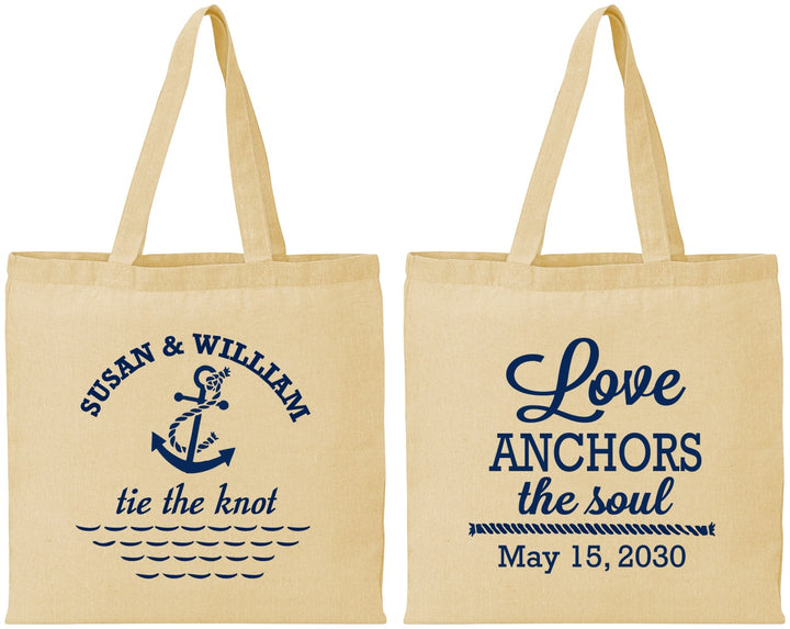 Personalized Wedding Cotton Tote Bags - Love Anchors The Soul | 498