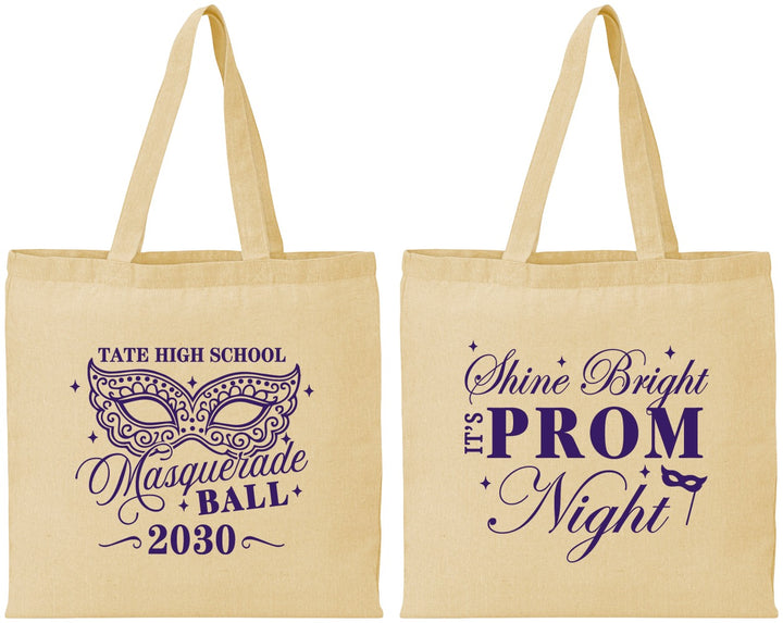 Personalized Prom Cotton Tote Bags - Masquerade Ball | 50010