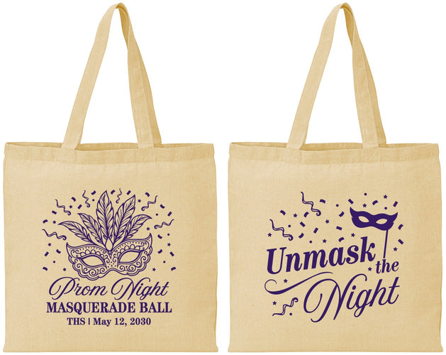 Personalized Prom Cotton Tote Bags - Masquerade Ball | 50011