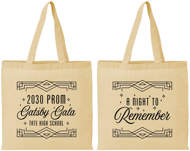 Personalized Prom Cotton Tote Bags - Gatsby Gala | 50012