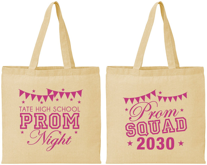 Personalized Prom Cotton Tote Bags - Squad | 50015