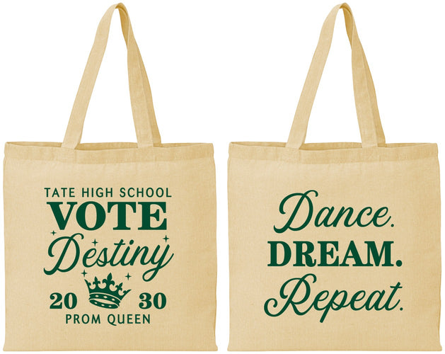 Personalized Prom Cotton Tote Bags - Queen Vote | 50016