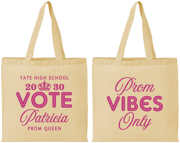 Personalized Prom Cotton Tote Bags - Queen Vote | 50017
