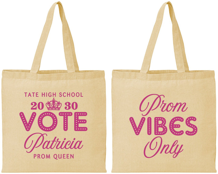 Personalized Prom Cotton Tote Bags - Queen Vote | 50017