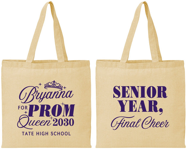 Personalized Prom Cotton Tote Bags - Queen Vote | 50018