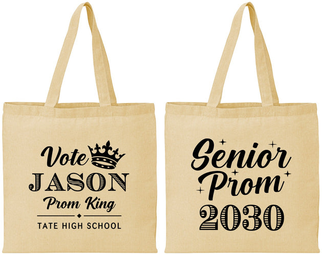 Personalized Prom Cotton Tote Bags - King Vote | 50019