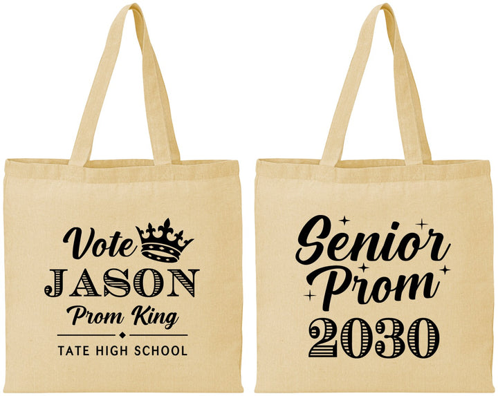 Personalized Prom Cotton Tote Bags - King Vote | 50019