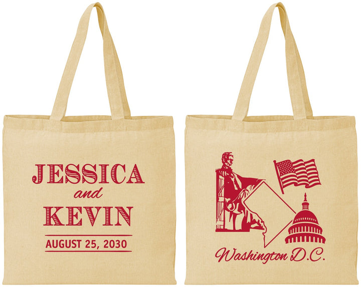 Personalized Wedding Cotton Tote Bags - Washington Dc | 501