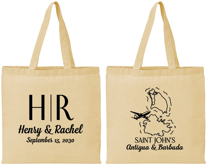 Personalized Wedding Cotton Tote Bags - Antigua And Barbuda | 502