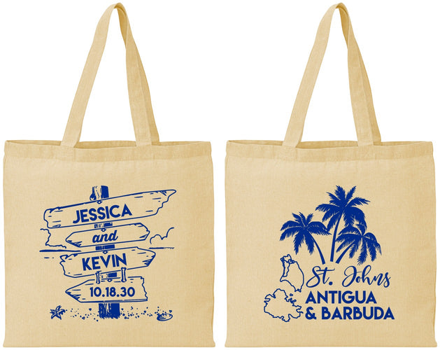 Personalized Wedding Cotton Tote Bags - Antigua And Barbuda | 503