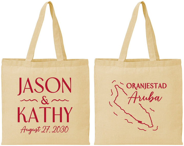 Personalized Wedding Cotton Tote Bags - Aruba | 504
