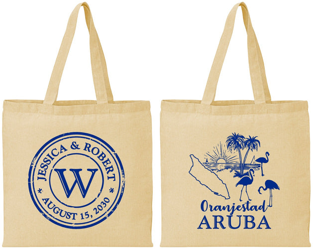 Personalized Wedding Cotton Tote Bags - Aruba | 505
